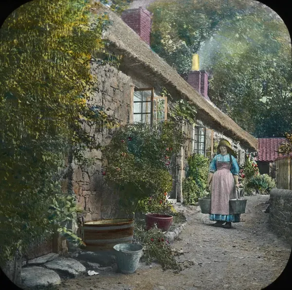 The Channel Islands Cottages Sark Row Of Cottages Lady Carrying