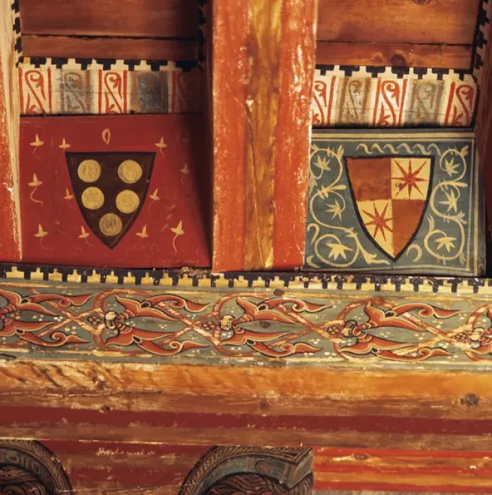 Framed Print : Chapel of Saint Roman. Paneled wooden ceiling. Detail. Spain Framed Print : Chapel of Saint Roman. Paneled wooden ceiling. Detail. Spain