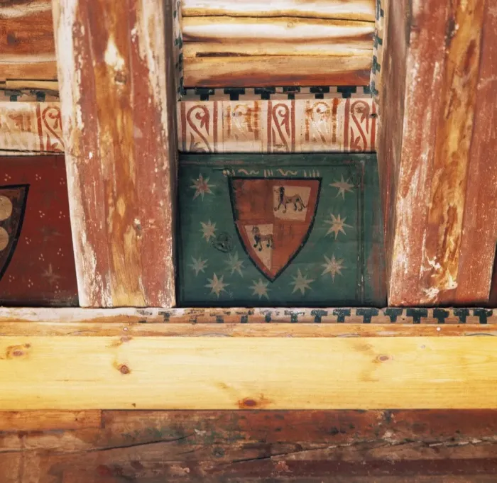 Framed Print : Chapel of Saint Roman. Paneled wooden ceiling. Detail. Spain Framed Print : Chapel of Saint Roman. Paneled wooden ceiling. Detail. Spain