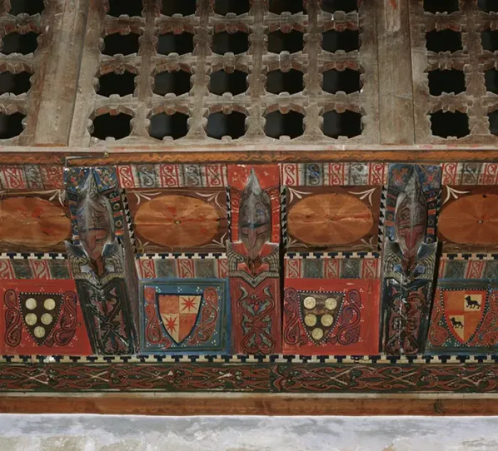 Framed Print : Chapel of Saint Roman. Paneled wooden ceiling. Detail. Spain Framed Print : Chapel of Saint Roman. Paneled wooden ceiling. Detail. Spain