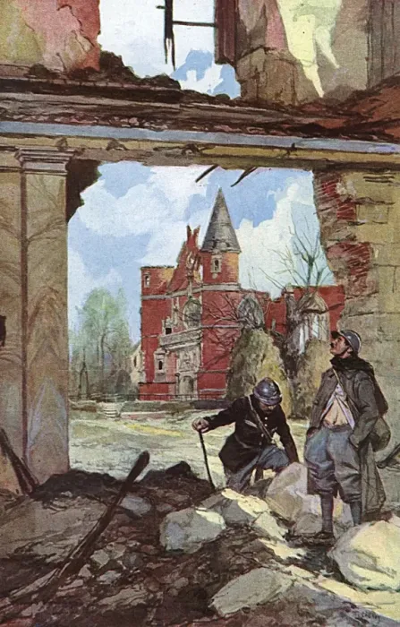 Framed Print : Chapel of Tilloloy seen from interior of Chateau, WW1 Framed Print : Chapel of Tilloloy seen from interior of Chateau, WW1