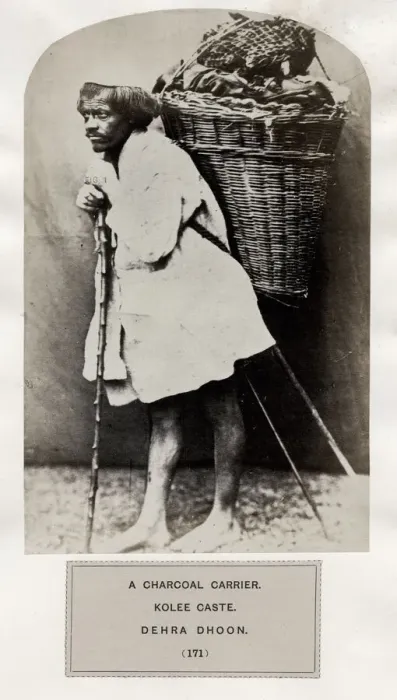 Framed Print : Charcoal carrier, Kolee caste, Dehra Doon. Koli