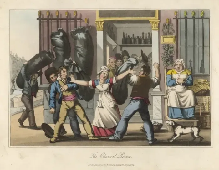 Framed Print : Charcoal Porters Fight Framed Print : Charcoal Porters Fight