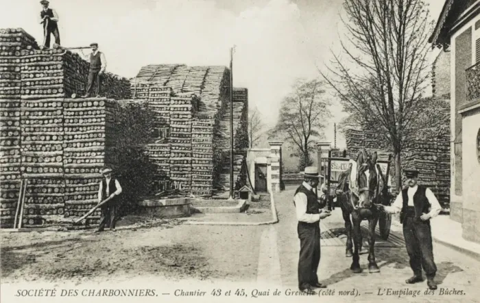Framed Print : Charcoal production - wood storage, France Framed Print : Charcoal production - wood storage, France
