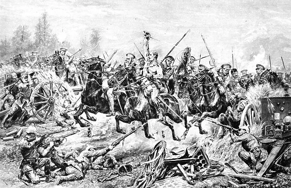 The charge of the 9th Lancers at a German battery near Mons