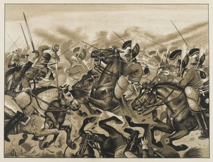 Framed Print : Charge of the first Life Guards at the Battle of Waterloo Framed Print : Charge of the first Life Guards at the Battle of Waterloo