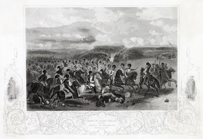 Framed Print : The charge of the Heavy Brigade Date: 25 October 1854 Framed Print : The charge of the Heavy Brigade Date: 25 October 1854