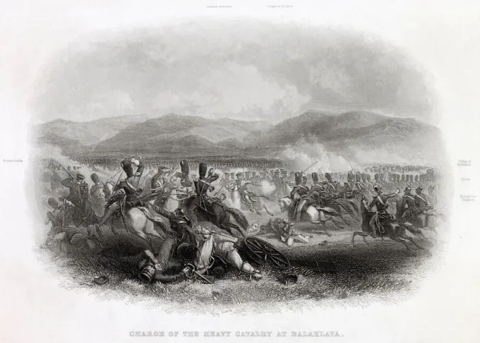 Framed Print : The charge of the heavy cavalry Date: 25 October 1854 Framed Print : The charge of the heavy cavalry Date: 25 October 1854