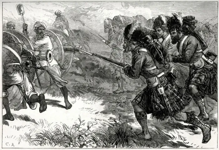 Framed Print : Charge of the Highlanders in Bengal, Indian Mutiny Date: 1857 Framed Print : Charge of the Highlanders in Bengal, Indian Mutiny Date: 1857