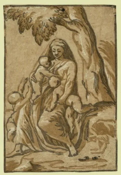 Framed Print : Charity. Allegorical print showing a woman as Charity Framed Print : Charity. Allegorical print showing a woman as Charity