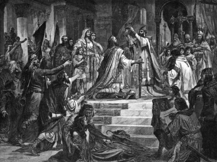 Framed Print : Charlemagne Crowned Framed Print : Charlemagne Crowned