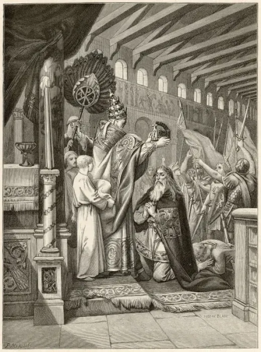 Framed Print : Charlemagne Crowned Framed Print : Charlemagne Crowned
