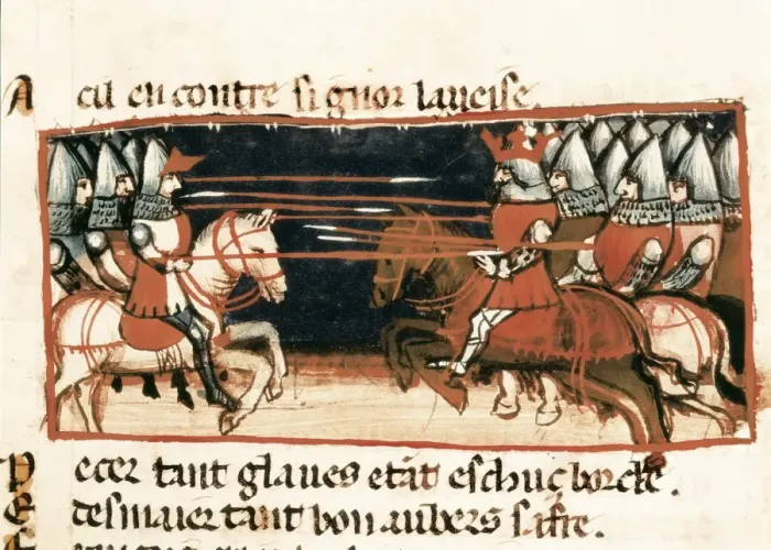 Framed Print : Charlemagne guides his knights against the enemy Framed Print : Charlemagne guides his knights against the enemy