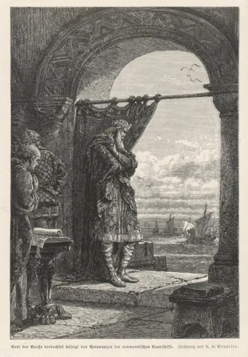 Framed Print : Charlemagne & Norsemen Framed Print : Charlemagne & Norsemen