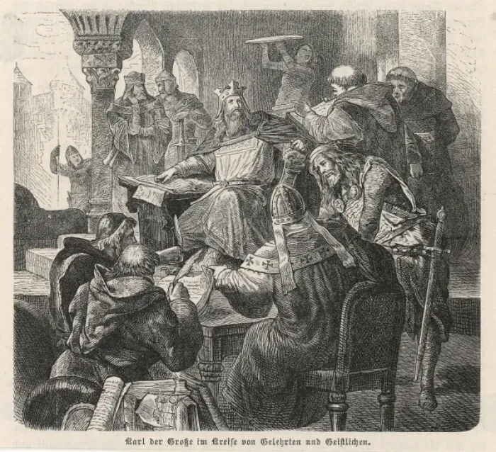 Framed Print : Charlemagne & Scholars Framed Print : Charlemagne & Scholars