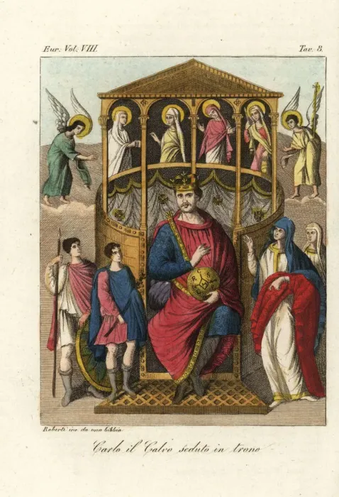 Framed Print : Charles the Bald, Carolingian Emperor, on his throne Framed Print : Charles the Bald, Carolingian Emperor, on his throne