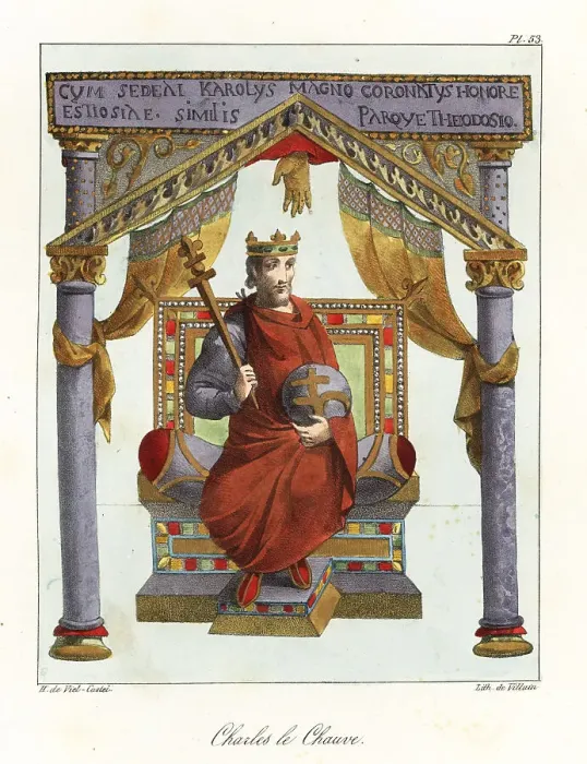 Framed Print : Charles ΙΙ, or Charles the Bald, on the throne Framed Print : Charles ΙΙ, or Charles the Bald, on the throne
