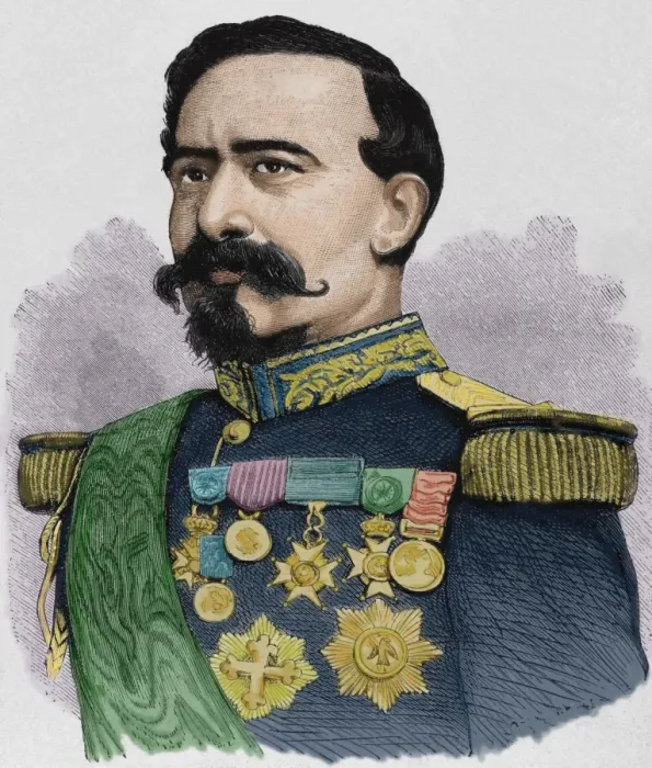 Framed Print : Charles Denis Bourbaki (1816-1897). Colored engraving Framed Print : Charles Denis Bourbaki (1816-1897). Colored engraving