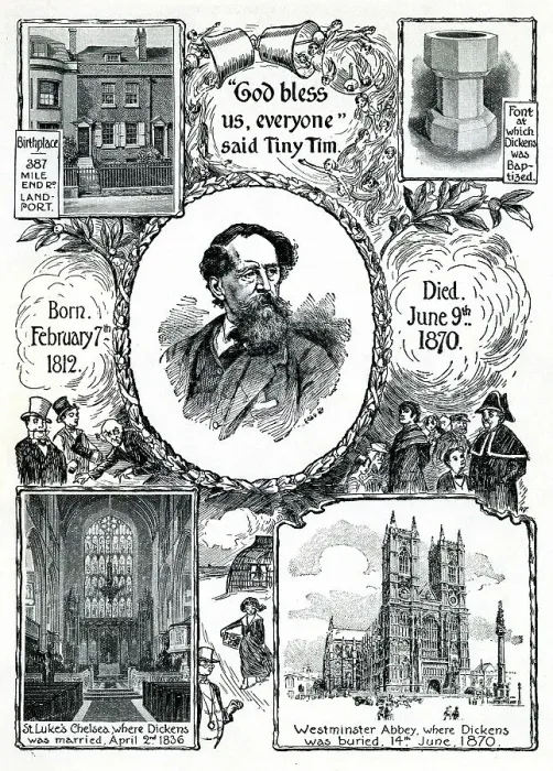 Framed Print : Charles Dickens, places of birth, baptism, marriage, burial Framed Print : Charles Dickens, places of birth, baptism, marriage, burial