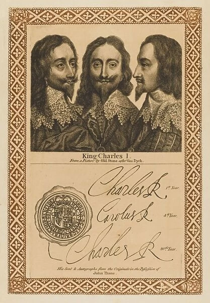 CHARLES I of England with his autograph