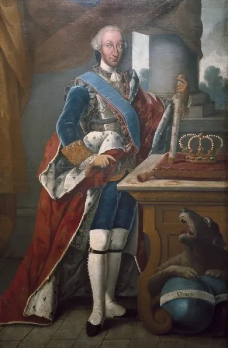 Framed Print : Charles IIIs portrait by Ramorres. Oil on Framed Print : Charles IIIs portrait by Ramorres. Oil on