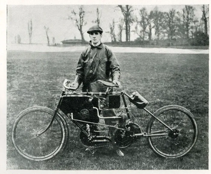Framed Print : Charles Jarrott with early racing motor bicycle Framed Print : Charles Jarrott with early racing motor bicycle