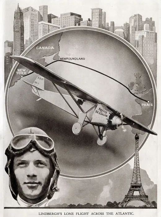 Framed Print : Charles Lindbergh solo flight across the Atlantic, May 1927 Framed Print : Charles Lindbergh solo flight across the Atlantic, May 1927