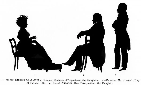 Charles X and family in silhouette by Edouart