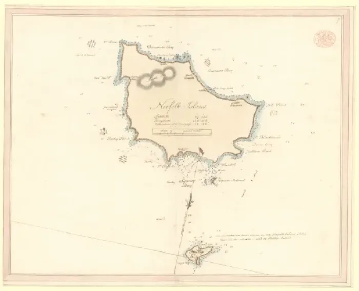 Framed Print : Chart of Norfolk, Nepean and Phillip Islands Framed Print : Chart of Norfolk, Nepean and Phillip Islands
