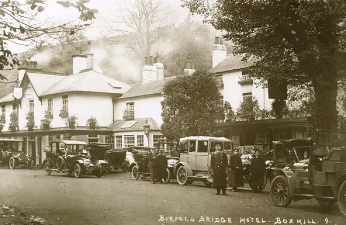 Framed Print : Chauffeurs and cars, Burford Bridge Hotel, Box Hill, Surrey Framed Print : Chauffeurs and cars, Burford Bridge Hotel, Box Hill, Surrey
