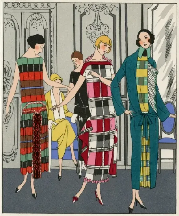 Framed Print : Three checkered dresses by Martial et Armand Framed Print : Three checkered dresses by Martial et Armand