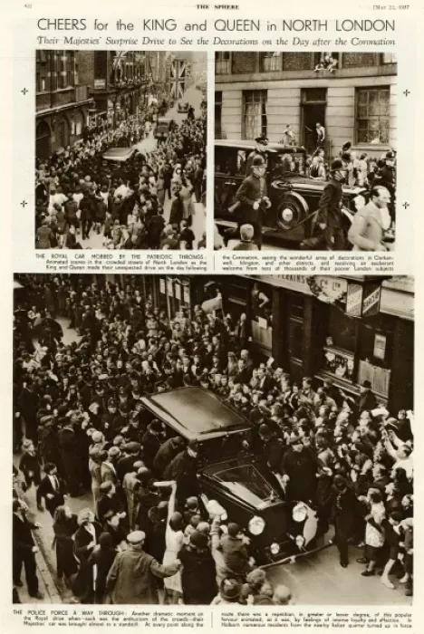 Framed Print : Cheers for King George VI and Queen Elizabeth in London Framed Print : Cheers for King George VI and Queen Elizabeth in London