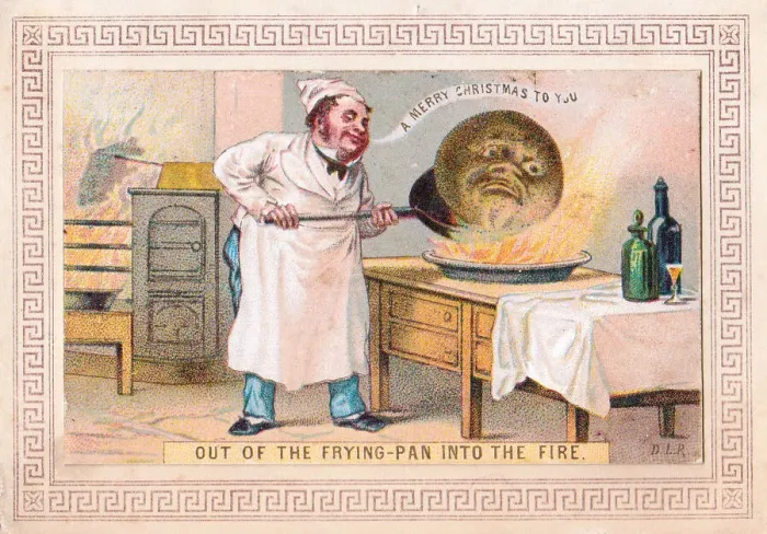 Framed Print : Chef with pudding on a Christmas card Framed Print : Chef with pudding on a Christmas card