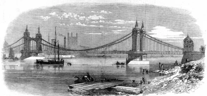 Framed Print : Chelsea Bridge, London, 1858 Framed Print : Chelsea Bridge, London, 1858