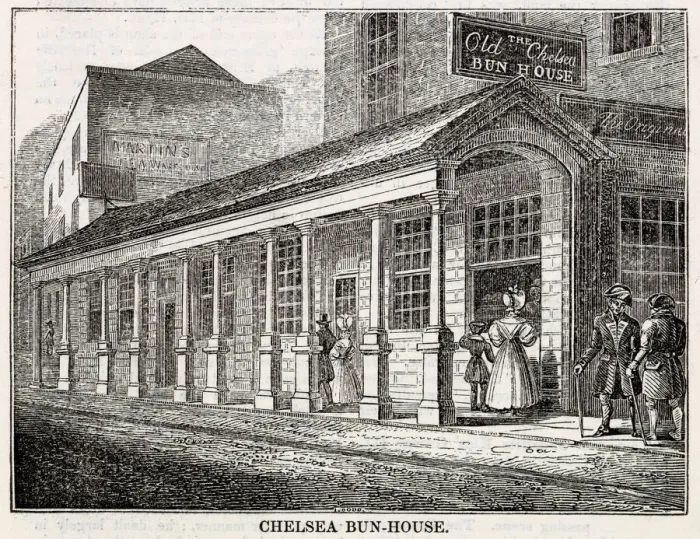 Framed Print : The Chelsea Bun House in 1839, originator of the Chelsea bun Framed Print : The Chelsea Bun House in 1839, originator of the Chelsea bun