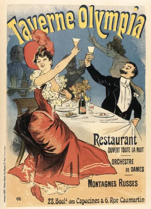 Framed Print : CHERET, Jules (1836-1932). Advertising of restaurant Framed Print : CHERET, Jules (1836-1932). Advertising of restaurant