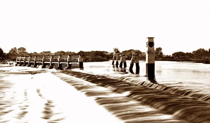 Framed Print : Chertsey Weir River Thames Victorian period Framed Print : Chertsey Weir River Thames Victorian period