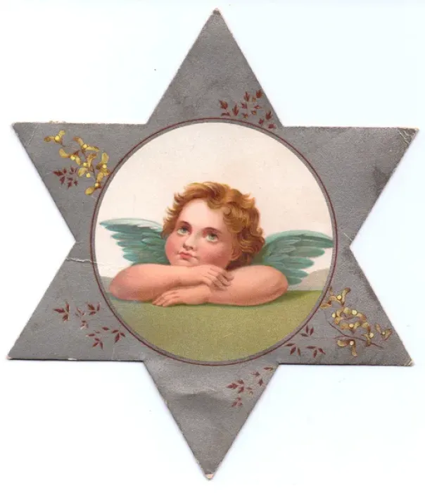Framed Print : Cherub on a Christmas or New Year card Framed Print : Cherub on a Christmas or New Year card