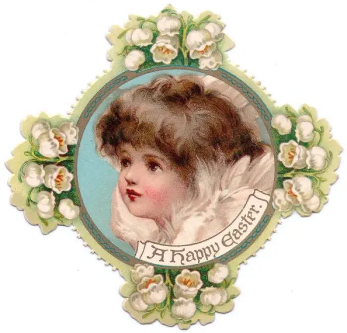 Framed Print : Cherub with white flowers on a cross-shaped Easter card Framed Print : Cherub with white flowers on a cross-shaped Easter card