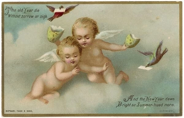 CHERUBS. Two cherubs in the clouds