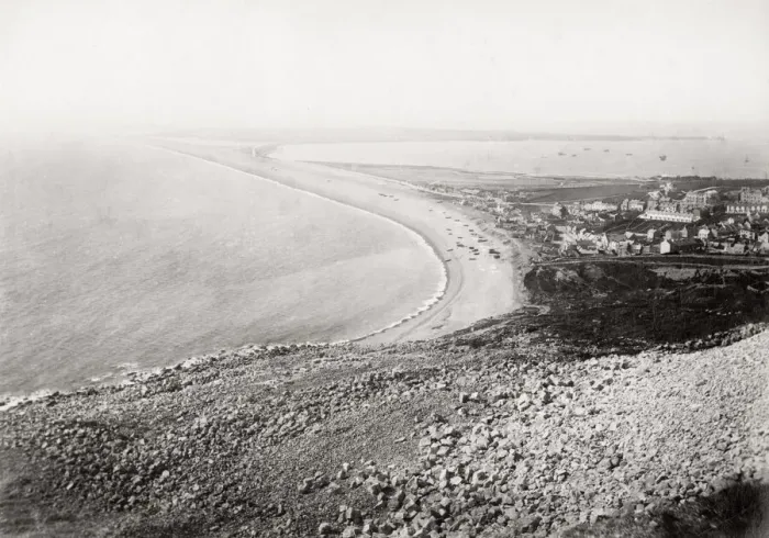 Framed Print : Chesil Beach, Isle of Portland, England, c. 1880 s Framed Print : Chesil Beach, Isle of Portland, England, c. 1880 s