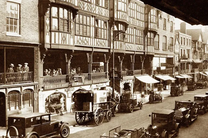 Framed Print : Chester Bridge Street Rows probably 1920s Framed Print : Chester Bridge Street Rows probably 1920s