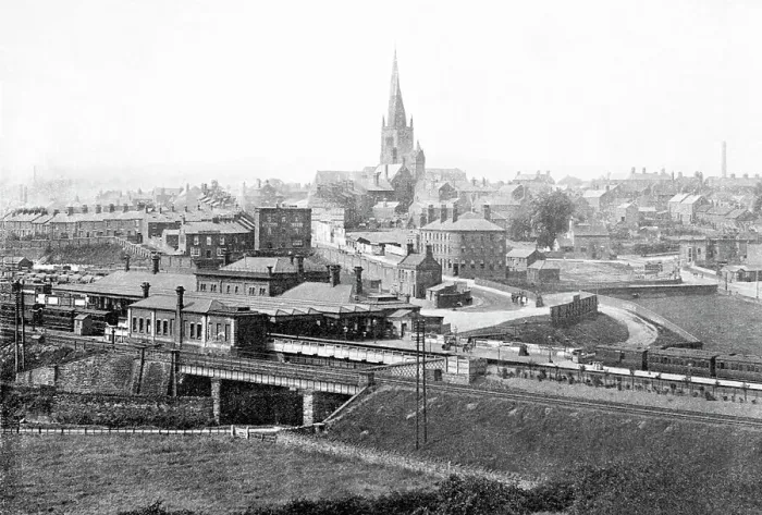 Framed Print : Chesterfield panorama early 1900's Framed Print : Chesterfield panorama early 1900's
