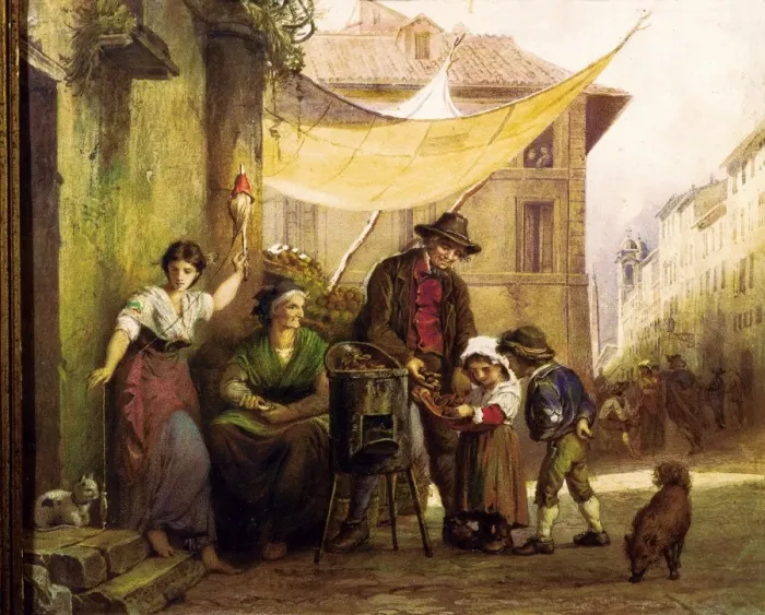 Framed Print : The Chestnut Sellers