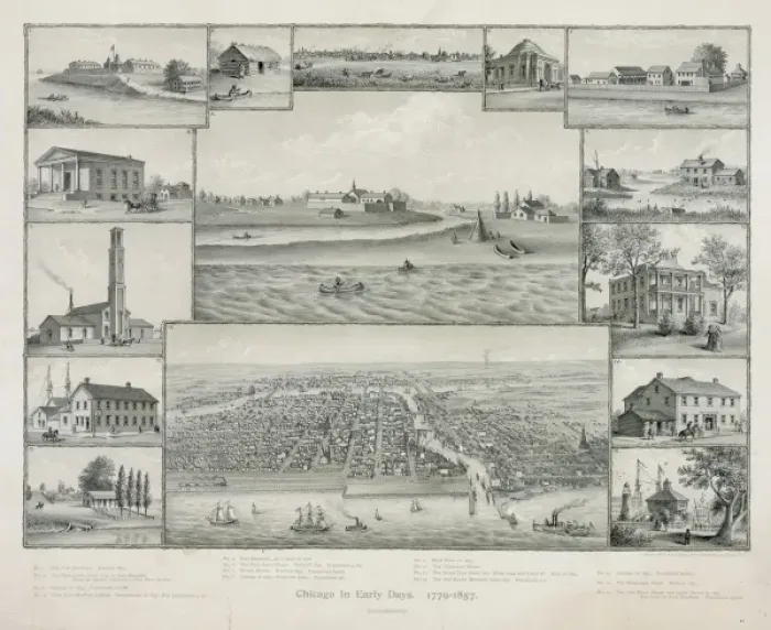 Framed Print : Chicago in early days. 1779-1857 Framed Print : Chicago in early days. 1779-1857