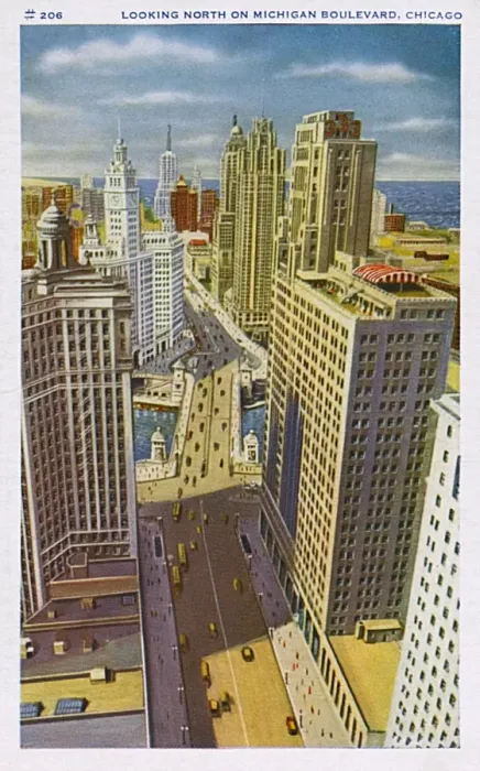Framed Print : Chicago, USA - Looking North on Michigan Boulevard Framed Print : Chicago, USA - Looking North on Michigan Boulevard