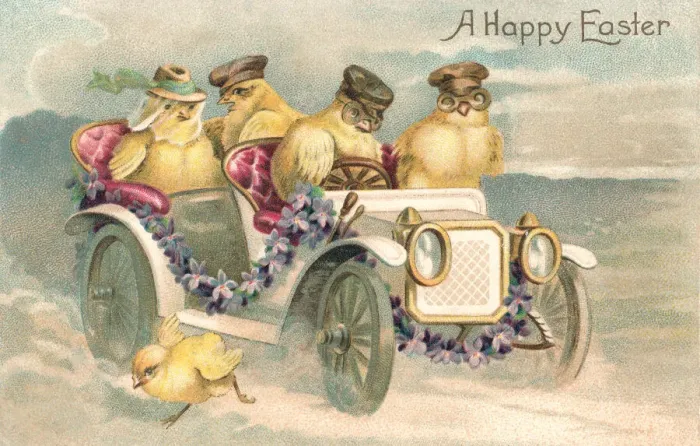 Framed Print : Chicks in an Automobile Framed Print : Chicks in an Automobile