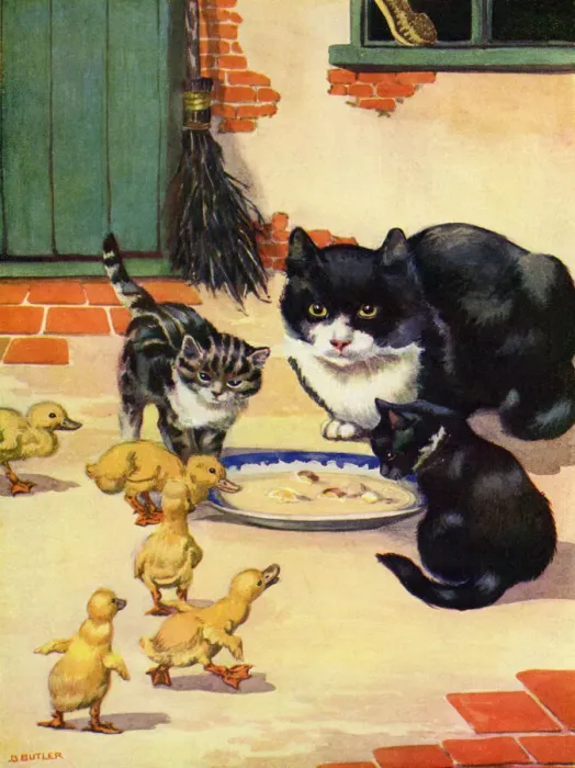 Framed Print : Chicks and kittens Framed Print : Chicks and kittens