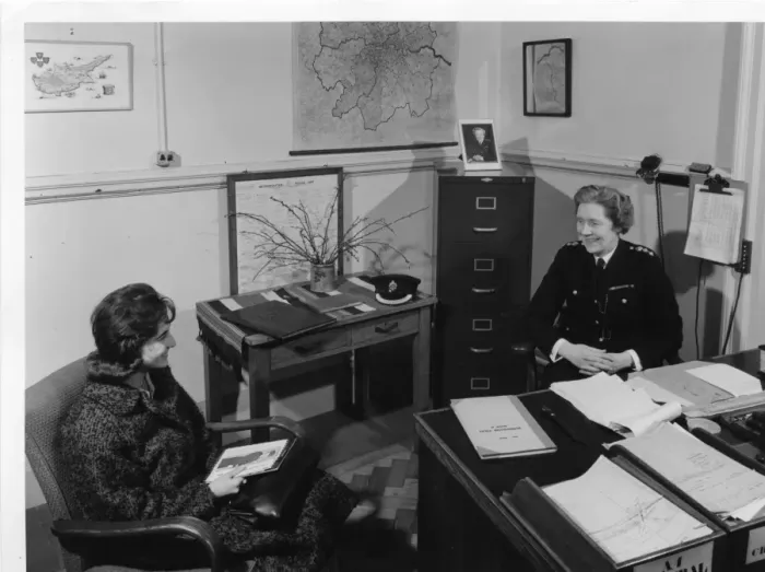 Framed Print : Chief Superintendent Winifred Barker in her office Framed Print : Chief Superintendent Winifred Barker in her office
