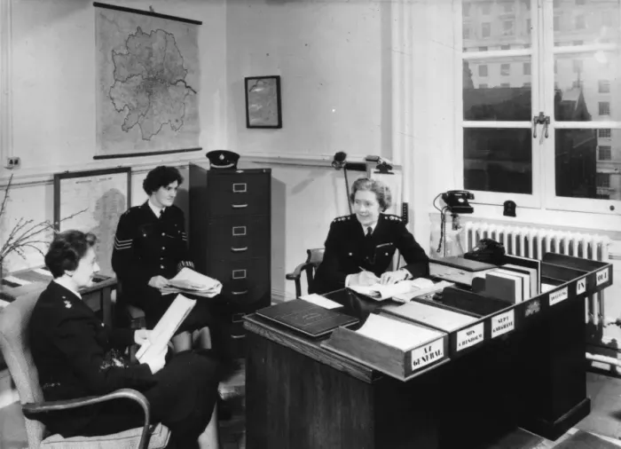 Framed Print : Chief Superintendent Winifred Barker in her office Framed Print : Chief Superintendent Winifred Barker in her office